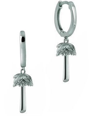Shaded the Label Priscilla Palm Tree Sterling Huggie Hoop Earrings - Metallic