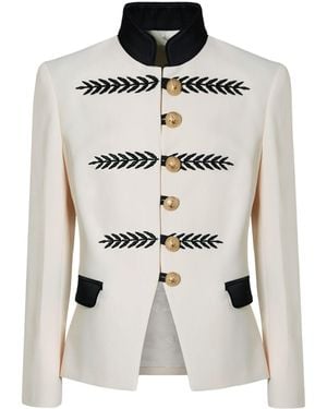 The Extreme Collection Neutrals Ivory Military Blazer With Embroidery Renata 01 - White