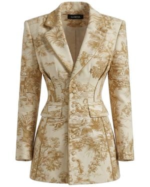 La Musa Versailles Mini — Sculpted Toile Blazer Dress - Natural