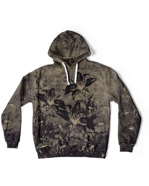 Aloha From Deer Neutrals Vellum Lilies Oversize Hoodie - Gray