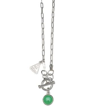 Von Treskow Fine Clip Chain Necklace With Round Chrysoprase - Metallic