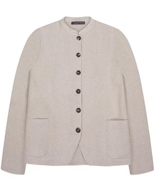 Paul James Knitwear Neutrals Midweight Cotton Indore Knitted Nehru Jacket - Brown