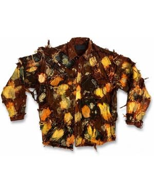 Zasta Studio Wearable Ruins Shredded Denim Coloured Jacket C - Brown