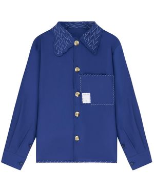 Maison Louis Cotton Handstitched Shirt - Blue