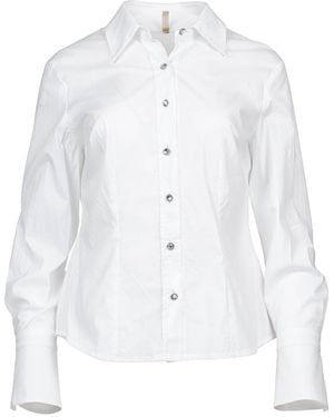 Conquista Poplin Button-Up Shirt With Decorative Stitching - White