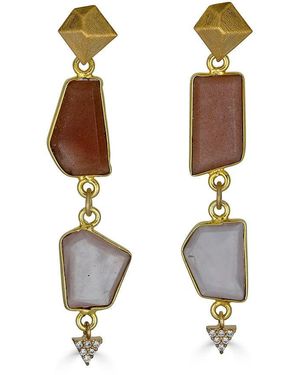 Loni Paul Jewelry Peach Moonstone & Rose Quartz Earrings - Metallic
