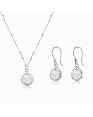 The Jewellery Store London Sterling Pear Shaped Moonstone Jewellery Set - White