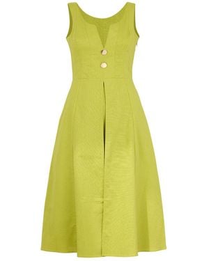 Zetaye Celeste Linen Cotton Midi Mini Dress - Yellow