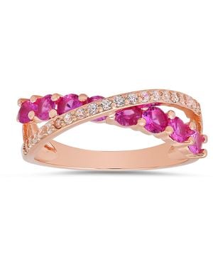Kylie Harper Sapphire Crossover Ring - Pink