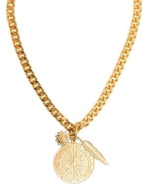 Caramel Vintage Jewellery Zodiac Charm Curb Necklace - Metallic