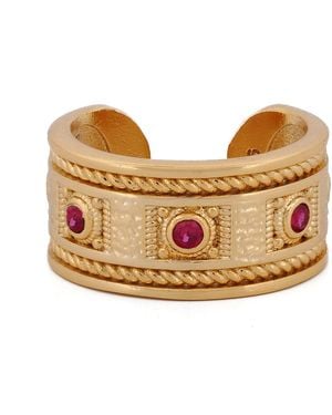 Ebru Jewelry Mystic Queen Ruby Cuff Ring - Metallic