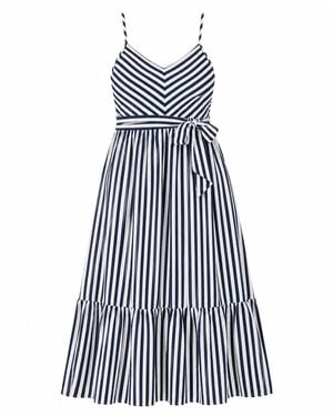 Yumi' Stripe Midi Sun Dress - Blue