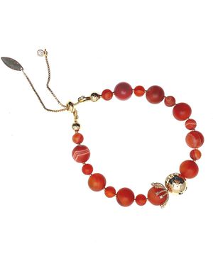Farra Christmas Style Matte Agate Adjustable Bracelet - Red