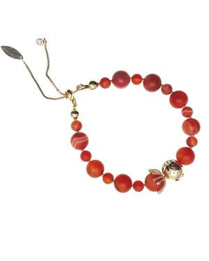 Farra Christmas Style Matte Agate Adjustable Bracelet - Red