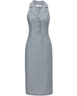 Belsize25 Horizon Sleeveless Striped Shirt Midi Dress - Blue
