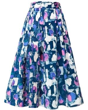 Richa Sharma Astract Print Midi Skirt - Blue