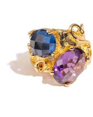 Ebru Jewelry Mystic Duo Amethyst & Sapphire Statement Ring - Blue