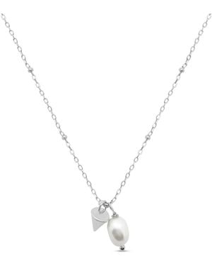 Clemence Wren Freshwater Pearl Pendant Necklace With Cone Charm - Metallic