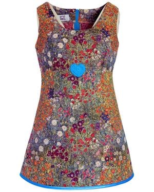 Couture to Your Door Floral Art Mini Mod Tapestry Dress With Heart - Multicolor