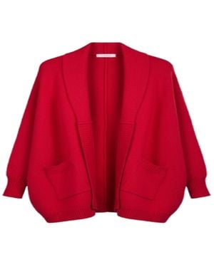 Saachi Open Front Oversized Cardigan Jumper - Red
