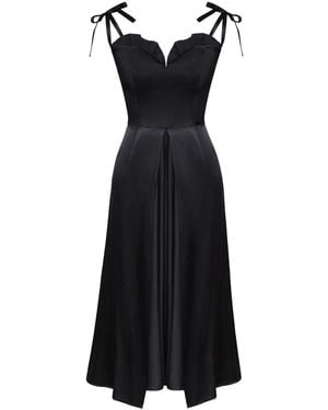 POST MERIDIEM Flowy Slit Midi Dress - Black