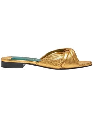 Florrie London Emma Flat Vintage Leather Sandal - Yellow