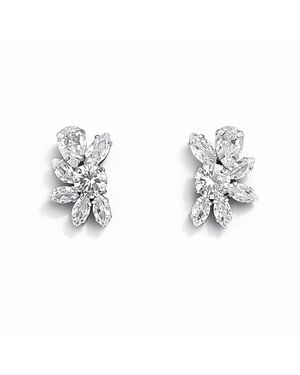 Maison De Gala Crystal Floral Cluster Stud Earrings - Metallic
