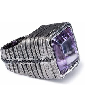 German Kabirski Liron Singular Edition Signet Ring With Amethyst And Spinel - Multicolor