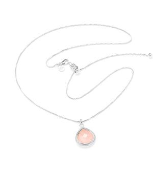 Seven Saints Rose Quartz Compassionate Heart Adjustable Necklace, Rhodium - White