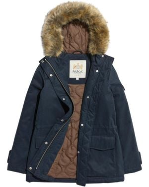 Parka London Farringdon Faux Fur Parka - Blue