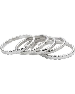 Melt'm Jewelry Sterling Stackable Ring Set, Five Minimalist Bands - Metallic
