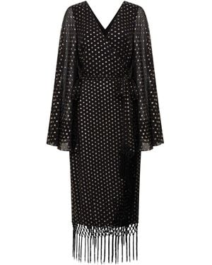 Little Lies Cosmic Dancer Metallic Wrap Dress - Black