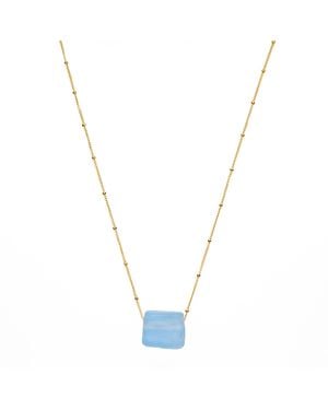 Smart Glass Jewelry Recycled Sake Bottle Cube Necklace Fill Periwinkle - Metallic