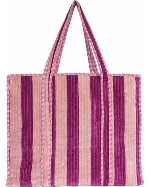 Conscious Yoga Collective The Striped Velvet Tote - Pink