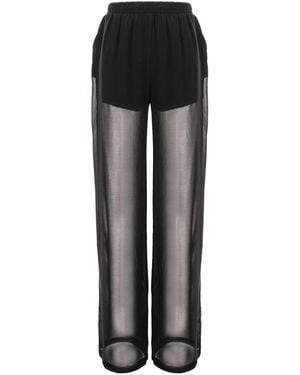 concept A trois Elegant Semi-Transparent Voile Pants With Sequined Details - Black