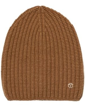 Bel Cashmere Plain Knitted Cashmere Hat Camel - Brown