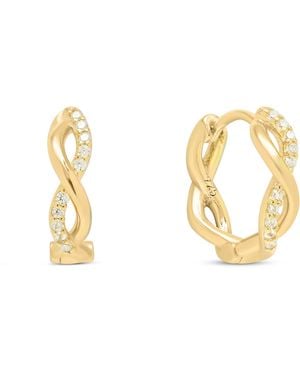 Esterah Pavé Twist Huggie Hoops - Metallic