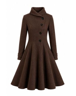 Nikka Place Wool Winter Dress Coat With Buttons - Brown
