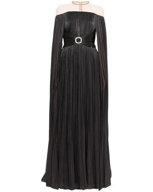 Nissa Cape-Design Chiffon Maxi Dress - Black