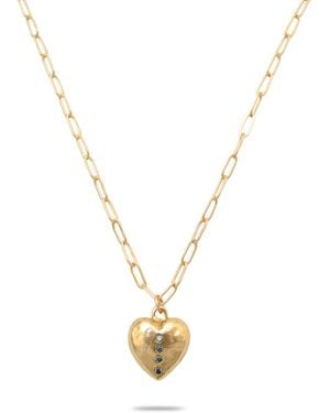 Collection 1304 Golden Shining Love Necklace With Filled Chain - Metallic