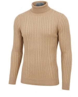 Ron Tomson Neutrals Roll Neck Ribbed Jumper - Natural