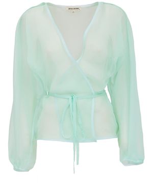 Julia Allert Wrap Sheer Organza Blouse Mint - Green