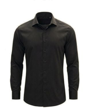 Ron Tomson Non-Iron Pure Cotton Spread Collar Dress Shirt - Black
