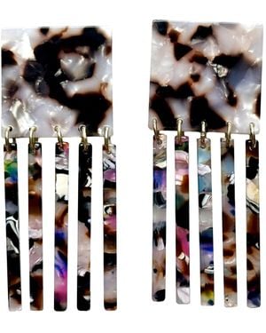 CLOSET REHAB Square Fringe Earrings - Black