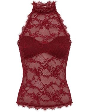 OW Collection Selah Burgundy Lace Halter Top - Purple