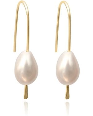 Kiri & Belle Mimi Pearl Drop Wire Filled Earrings - Metallic