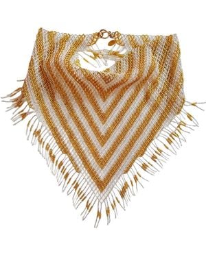 Iliana Arrazola Scarf Fringe Necklace, Glass Beads, Beaded Jewellery - Metallic