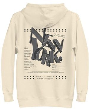 Anchor and Crew Neutrals Bone Gustatory New York Coffee Scene Cotton Blend Embroidered Hoodie - Natural