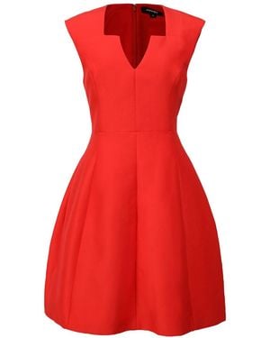 Smart and Joy Fit-and-Flare Satin V-Neck Dress - Red