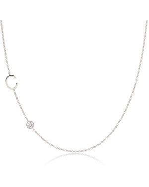 Maya Brenner Monogram Necklace With Diamond - Metallic